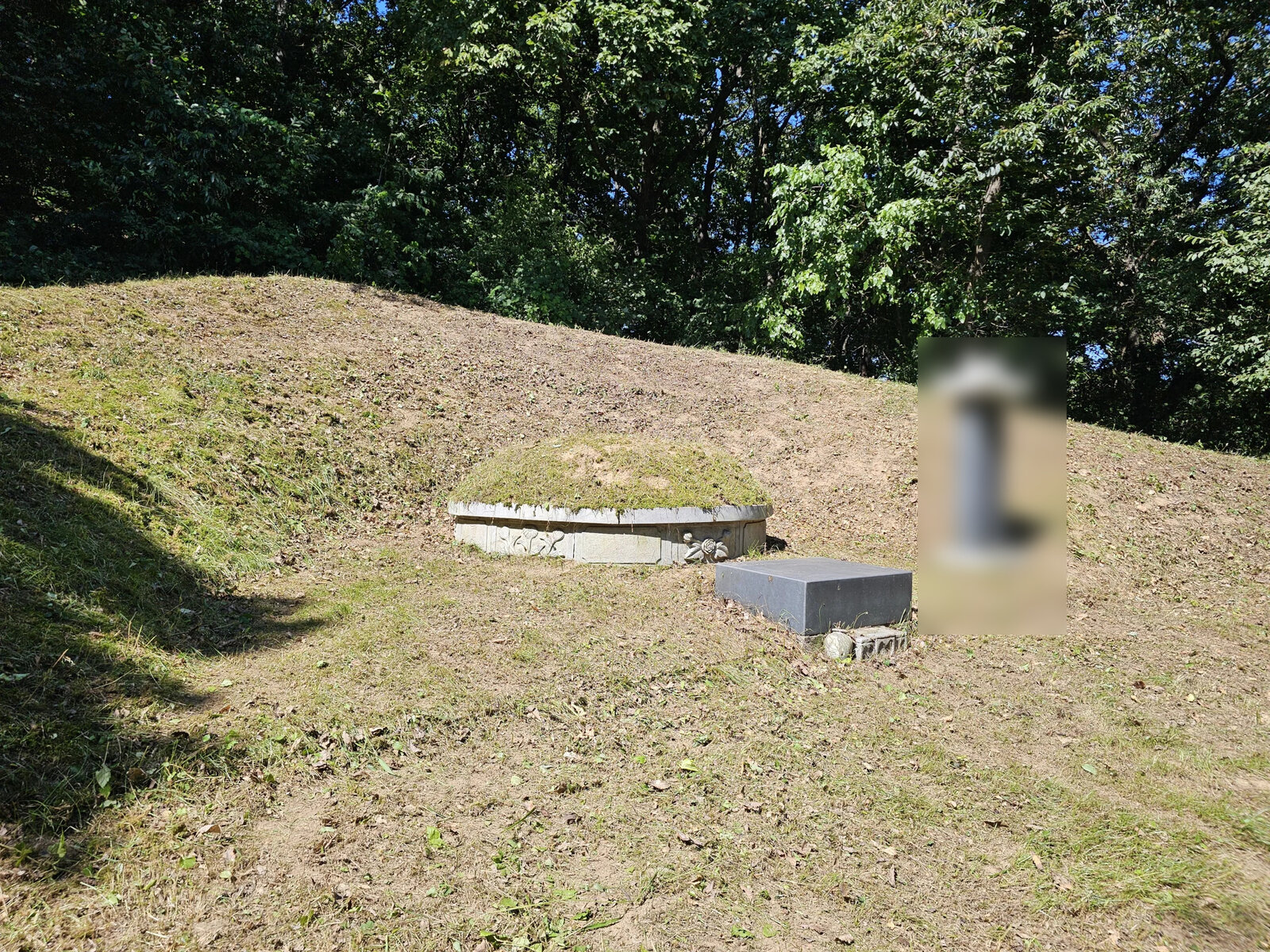 경사진 야산 묘역의 예초 전후 비교 작업 후 정리 완료